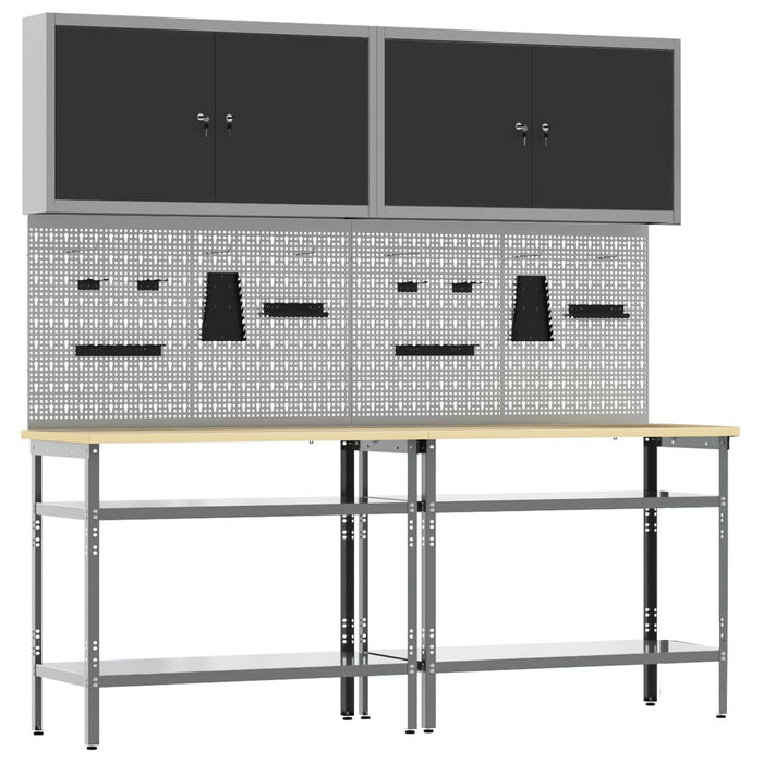 Set banc de lucru 8 buc. Negru și Gri Oțel vopsit electrostatic WALTI