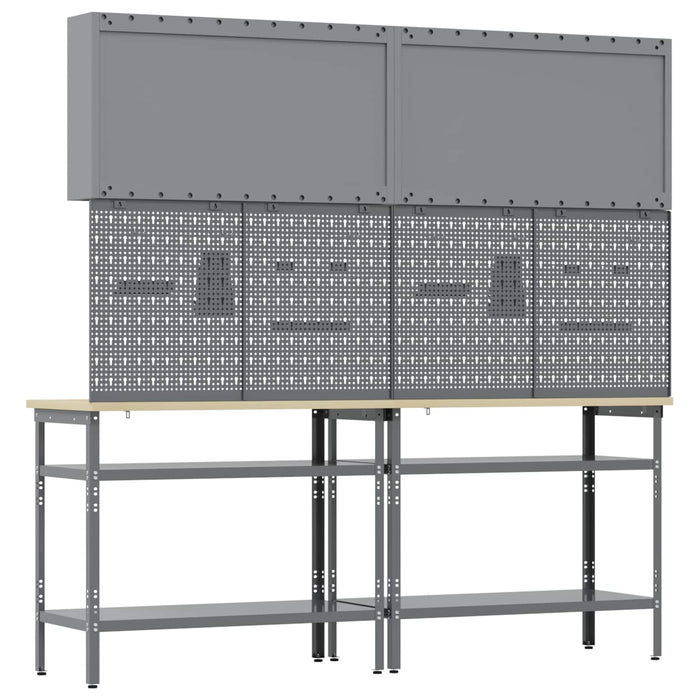 Set banc de lucru 8 buc. Negru și Gri Oțel vopsit electrostatic WALTI