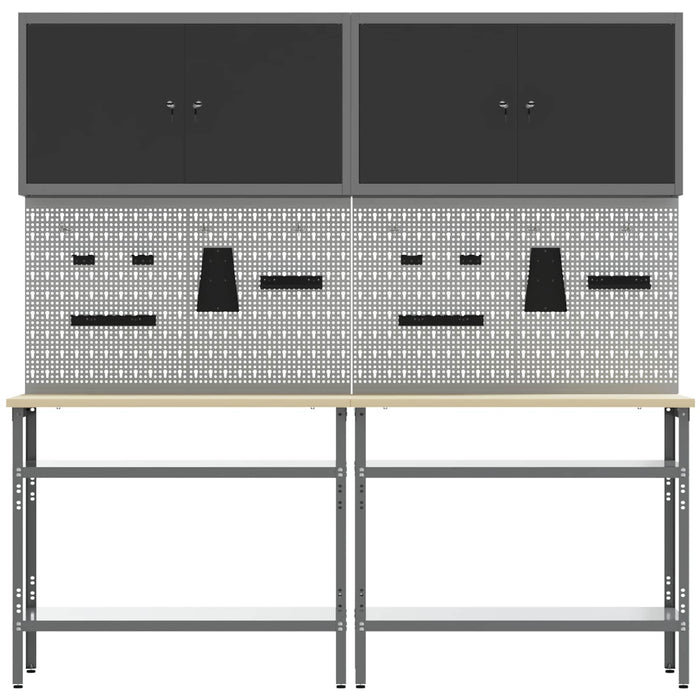 Set banc de lucru 8 buc. Negru și Gri Oțel vopsit electrostatic WALTI