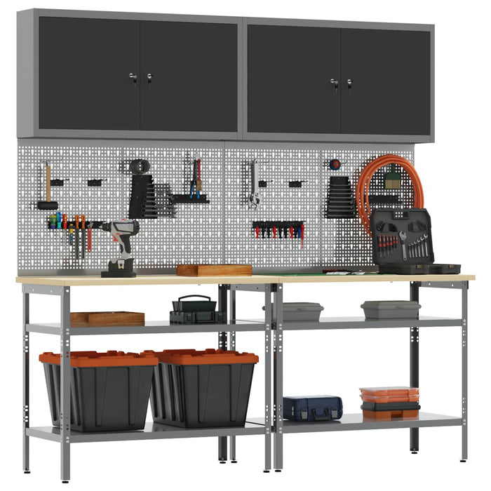 Set banc de lucru 8 buc. Negru și Gri Oțel vopsit electrostatic WALTI