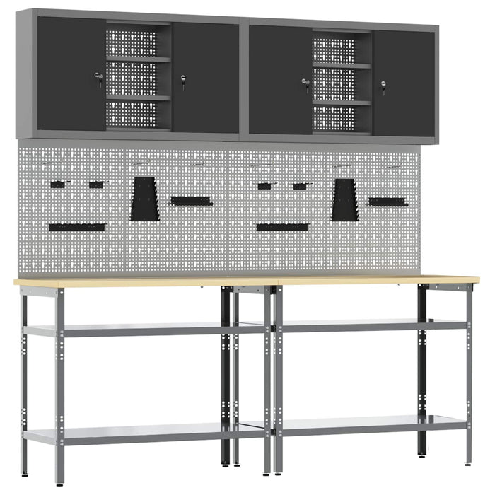 Set banc de lucru 8 buc. Negru și Gri Oțel vopsit electrostatic - WALTI WALTI