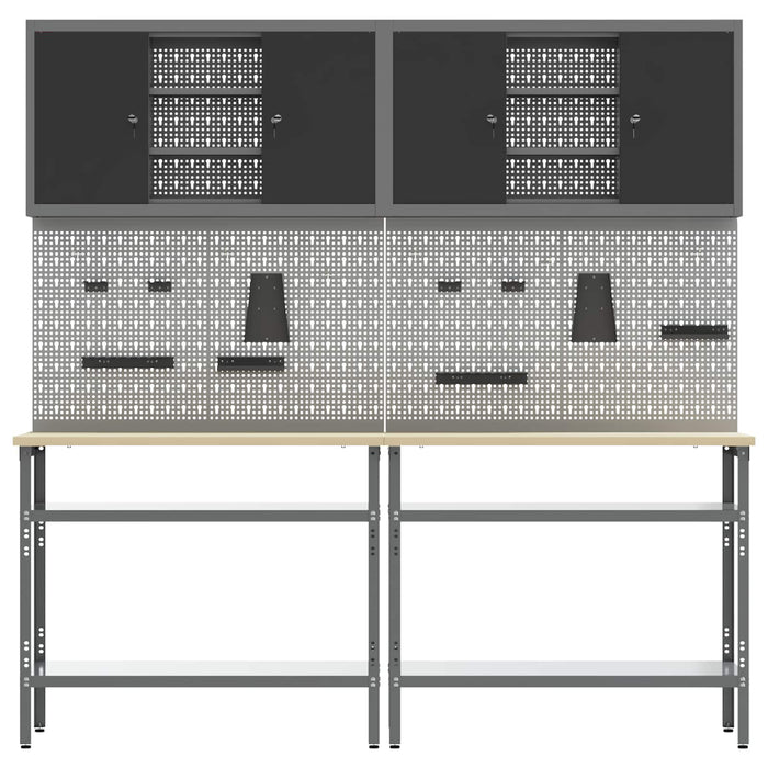 Set banc de lucru 8 buc. Negru și Gri Oțel vopsit electrostatic - WALTI WALTI