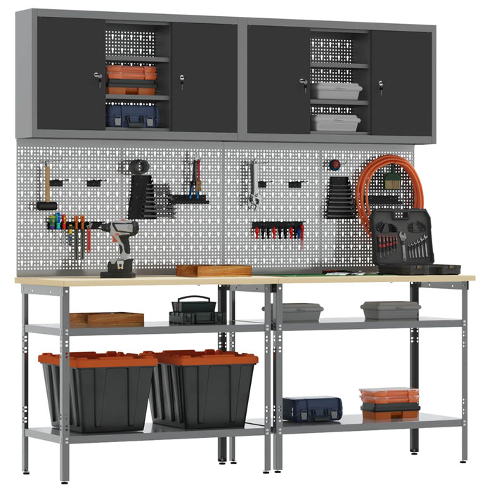 Set banc de lucru 8 buc. Negru și Gri Oțel vopsit electrostatic - WALTI WALTI