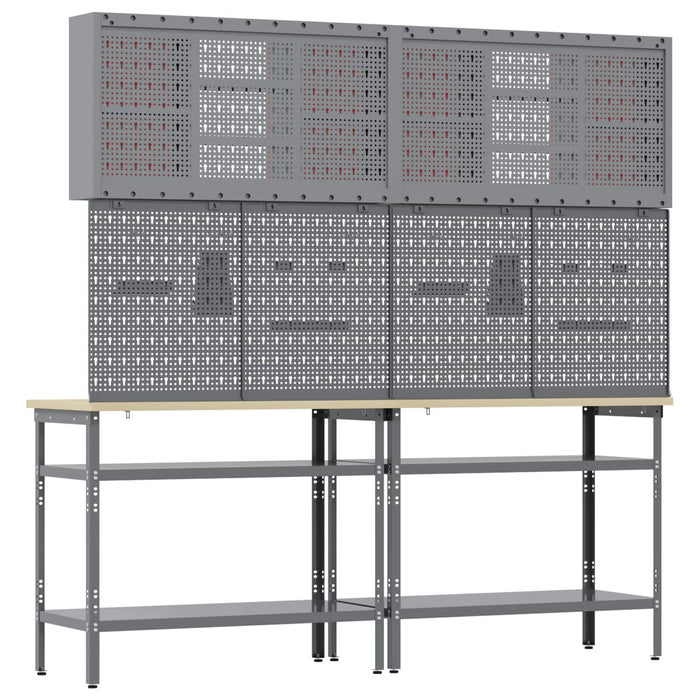 Set banc de lucru 8 buc. Roșu și gri Oțel vopsit electrostatic WALTI