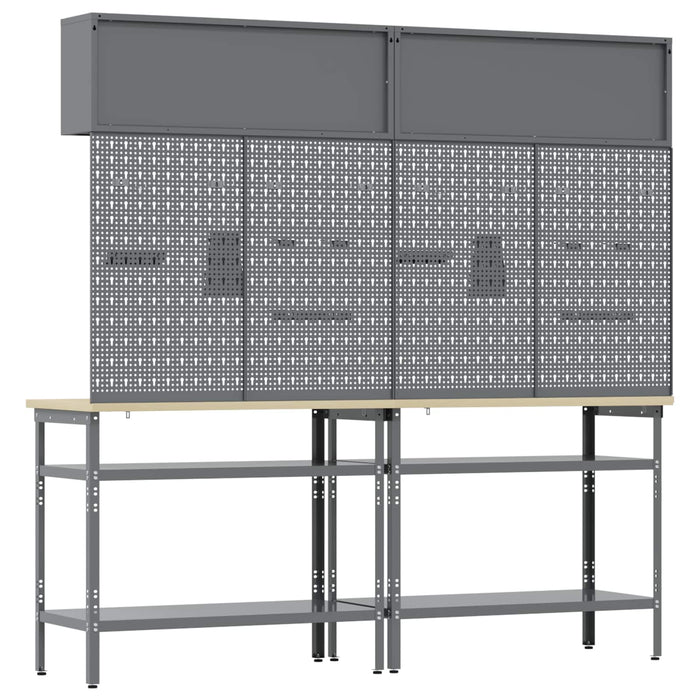 Set banc de lucru cu raft cu depozitare 8 pcs Gri Oțel - WALTI WALTI