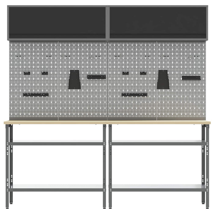 Set banc de lucru cu raft cu depozitare 8 pcs Gri Oțel - WALTI WALTI