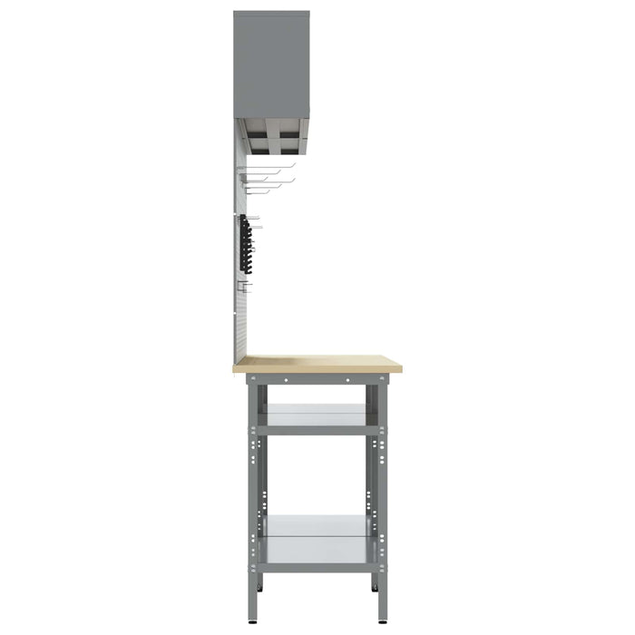 Set banc de lucru cu raft cu depozitare 8 pcs Gri Oțel - WALTI WALTI