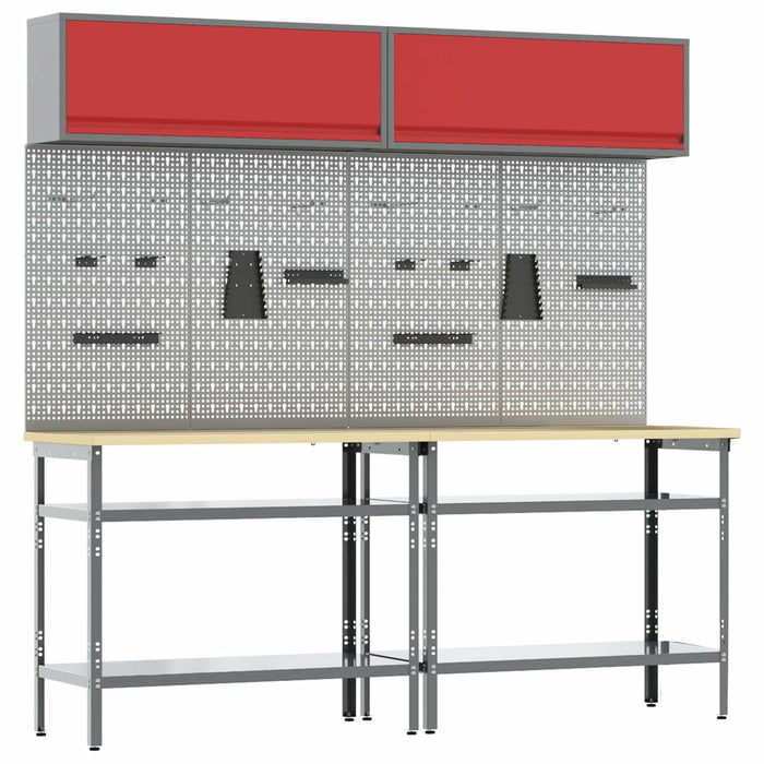Set banc de lucru cu raft 8 pcs Gri Oțel vopsit electrostatic - WALTI WALTI