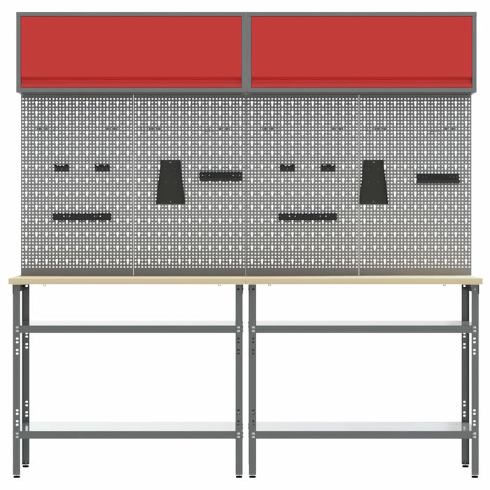 Set banc de lucru cu raft 8 pcs Gri Oțel vopsit electrostatic - WALTI WALTI