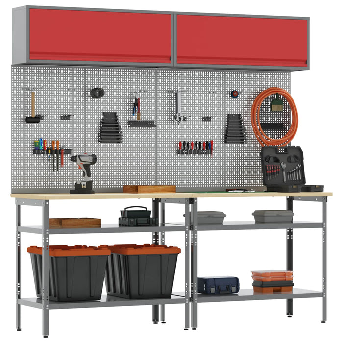Set banc de lucru cu raft 8 pcs Gri Oțel vopsit electrostatic - WALTI WALTI
