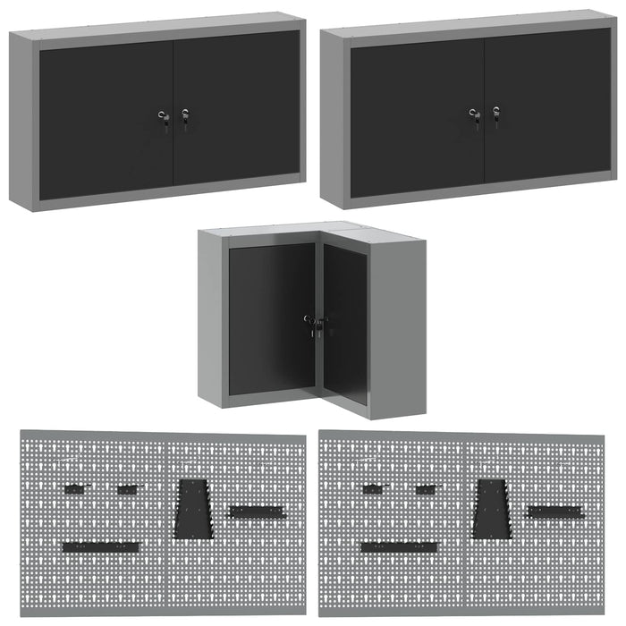 Set de dulapuri de lucru cu sertar cu raft 12 buc. Negru și Gri WALTI