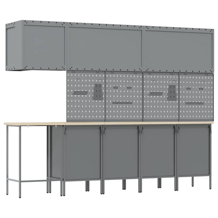 Set de dulapuri de lucru cu sertar cu raft 12 buc. Roșu și gri WALTI