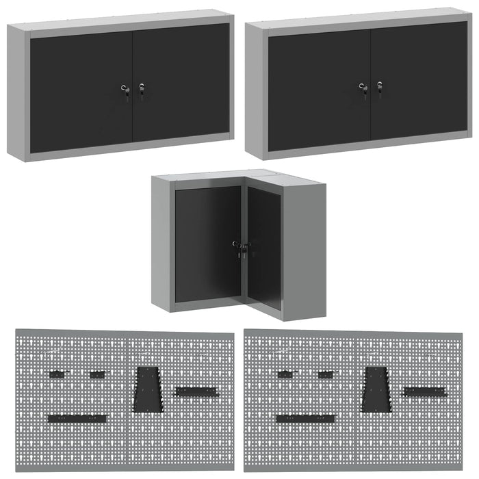 Set de dulapuri de lucru cu sertar cu raft 12 buc. Negru și Gri WALTI