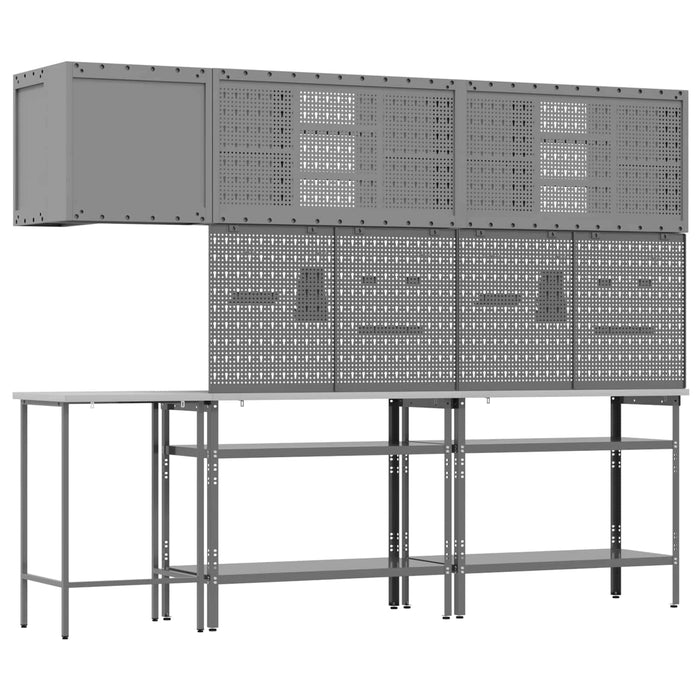 Set de dulapuri de lucru cu raft Manual 10 buc. Negru și Gri WALTI