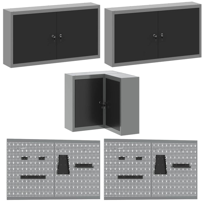 Set de dulapuri de lucru cu sertar cu raft 10 buc. Negru și Gri WALTI