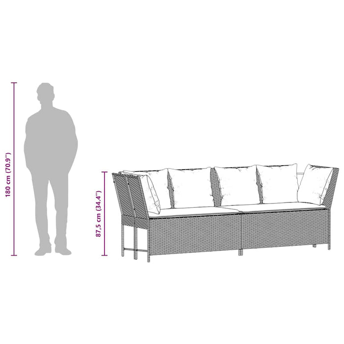 Canapea de grădină cu perne, gri, poliratan - WALTI WALTI