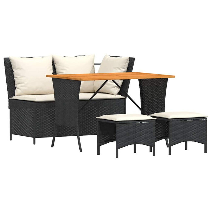 Set mobilier de grădină cu perne, 4 piese, negru, poliratan - WALTI WALTI