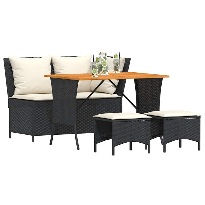 Set mobilier de grădină cu perne, 4 piese, negru, poliratan - WALTI WALTI