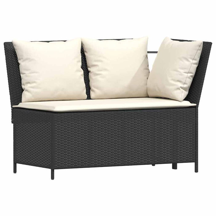 Set mobilier de grădină cu perne, 4 piese, negru, poliratan - WALTI WALTI