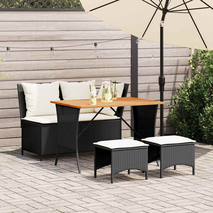 Set mobilier de grădină cu perne, 4 piese, negru, poliratan - WALTI WALTI