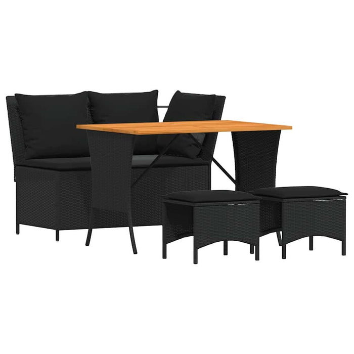 Set mobilier de grădină cu perne, 4 piese, negru, poliratan - WALTI WALTI