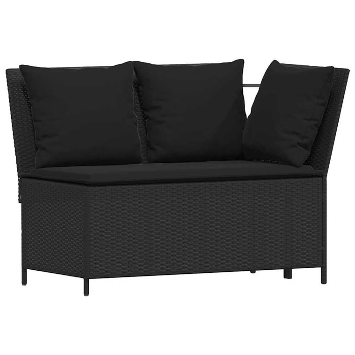 Set mobilier de grădină cu perne, 4 piese, negru, poliratan - WALTI WALTI