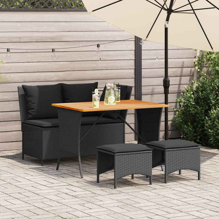 Set mobilier de grădină cu perne, 4 piese, negru, poliratan - WALTI WALTI