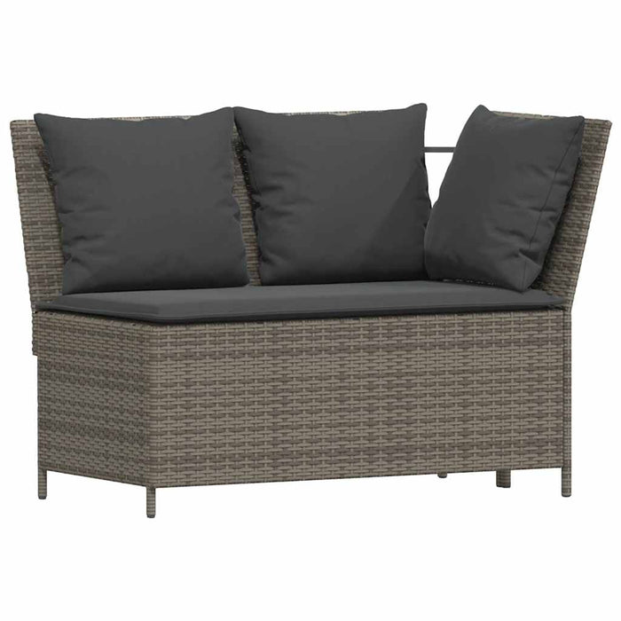 Set mobilier de grădină cu perne, 4 piese, gri, poliratan - WALTI WALTI