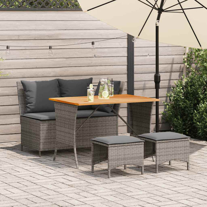 Set mobilier de grădină cu perne, 4 piese, gri, poliratan - WALTI WALTI