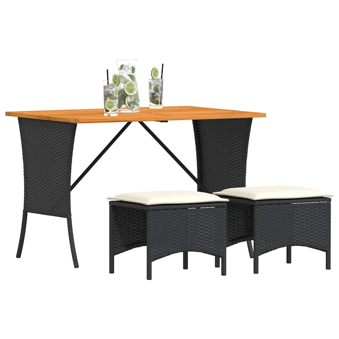 Set mobilier de grădină cu perne, 3 piese, negru, poliratan - WALTI WALTI