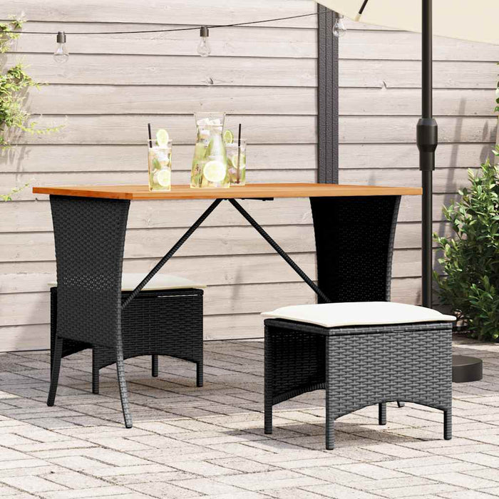 Set mobilier de grădină cu perne, 3 piese, negru, poliratan - WALTI WALTI