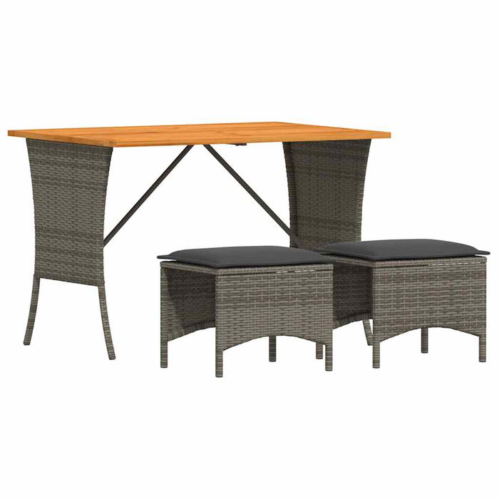 Set mobilier de grădină cu perne, 3 piese, gri, poliratan - WALTI WALTI