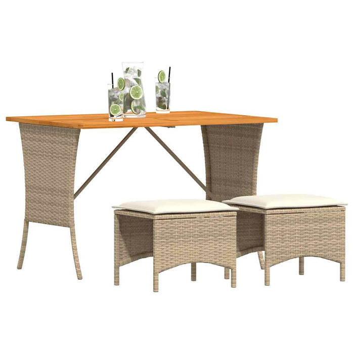Set mobilier de grădină cu perne, 3 piese, bej, poliratan - WALTI WALTI