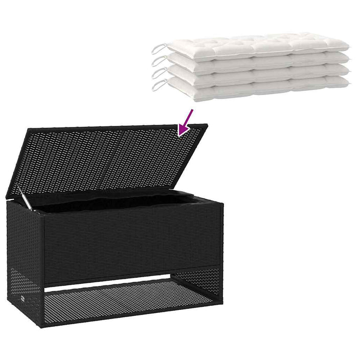 Cutie de perne de exterior Negru 100x55x55,5 cm Poly Rattan - WALTI WALTI
