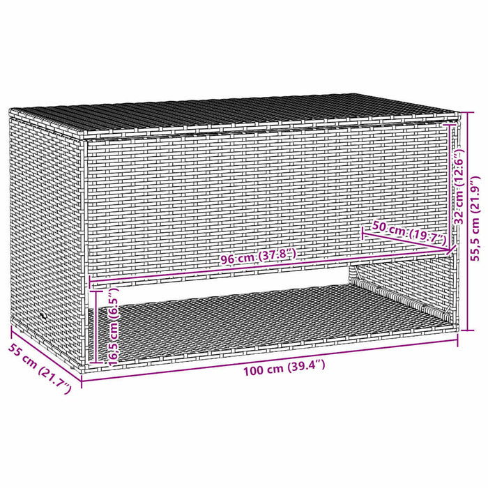 Cutie de perne de exterior Negru 100x55x55,5 cm Poly Rattan - WALTI WALTI