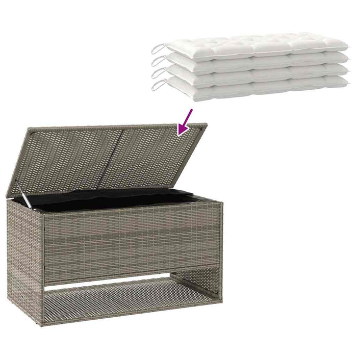 Cutie de perne de exterior gri 100x55x55,5 cm Poly Rattan - WALTI WALTI