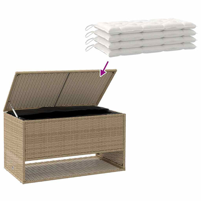Cutie de perne de exterior Bej 100x55x55,5 cm Poly Rattan - WALTI WALTI