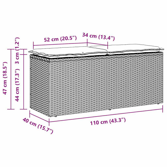 Bancă de grădină cu pernă maro 110x40x44 cm polirattan - WALTI WALTI