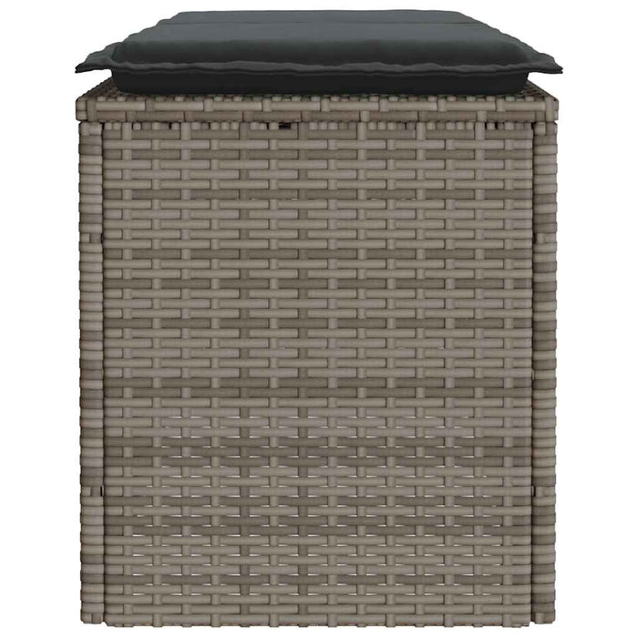 Bancă de grădină cu pernă gri 110x40x44 cm polirattan - WALTI WALTI