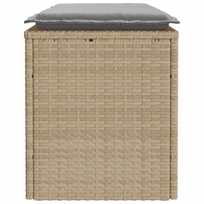 Bancă de grădină cu pernă Bej 110x40x44 cm polirattan - WALTI WALTI