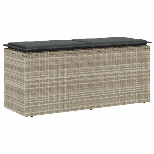 Bancă de grădină cu pernă Gri deschis 110x40x44 cm Poly Ratan - WALTI WALTI