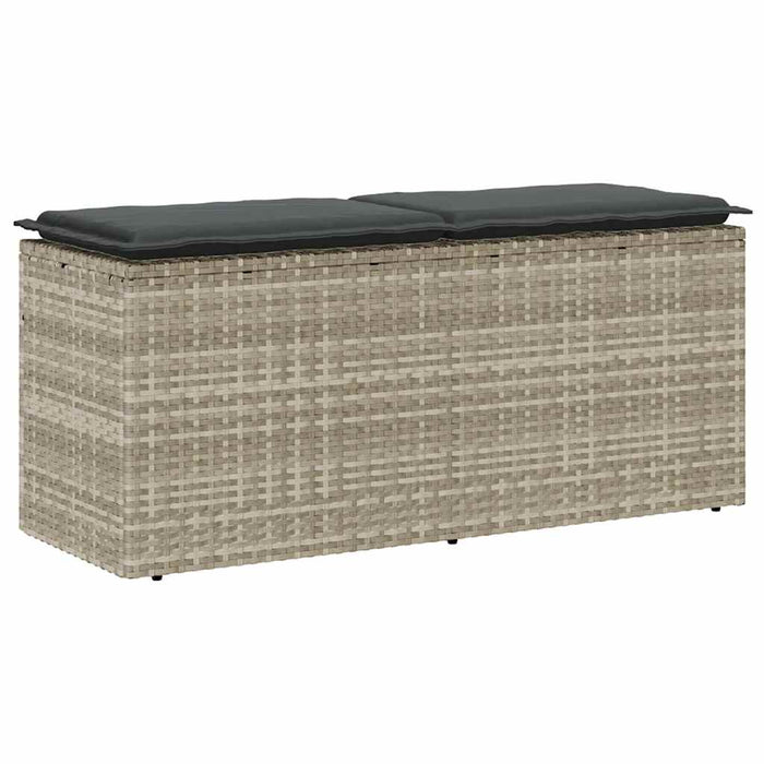 Bancă de grădină cu pernă Gri deschis 110x40x44 cm Poly Ratan - WALTI WALTI