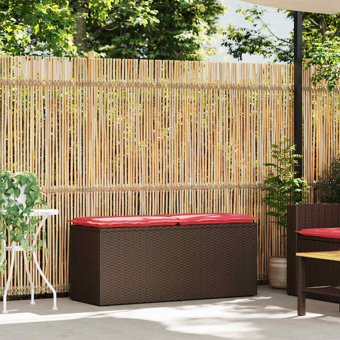 Bancă de grădină cu pernă maro 110x40x44 cm polirattan - WALTI WALTI
