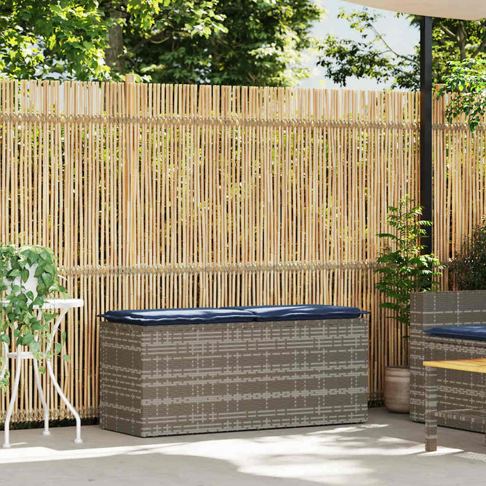 Bancă de grădină cu pernă gri 110x40x44 cm polirattan WALTI