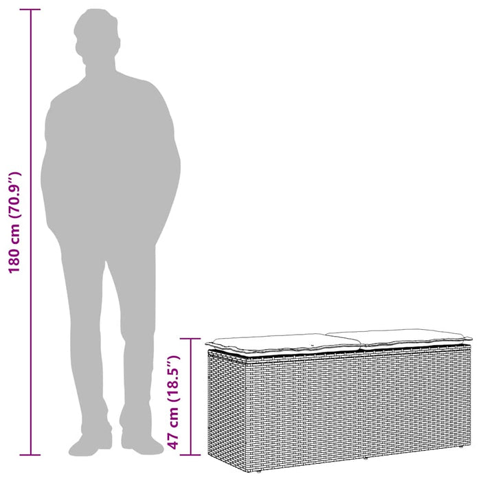 Bancă de grădină cu pernă gri 110x40x44 cm polirattan WALTI