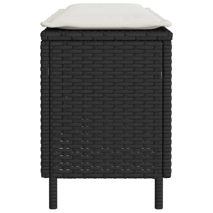 Bancă de grădină cu pernă neagră 110x30x40,5 cm Poly Rattan - WALTI WALTI