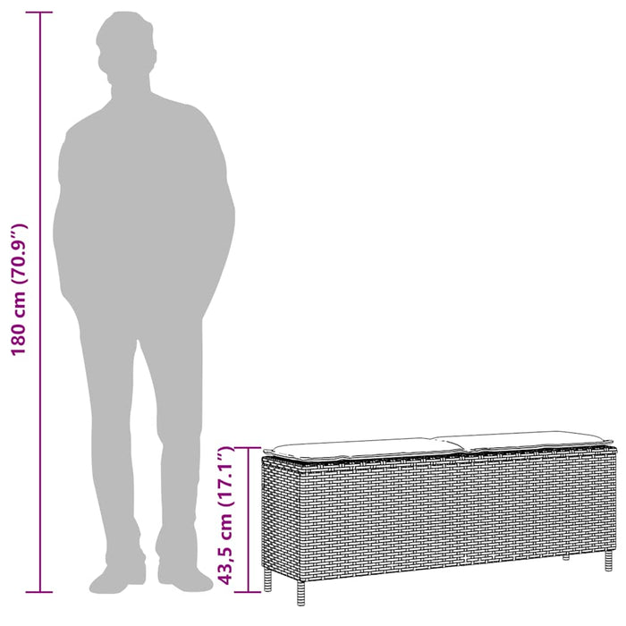 Bancă de grădină cu pernă Bej 110x30x40,5 cm Poly Ratan - WALTI WALTI