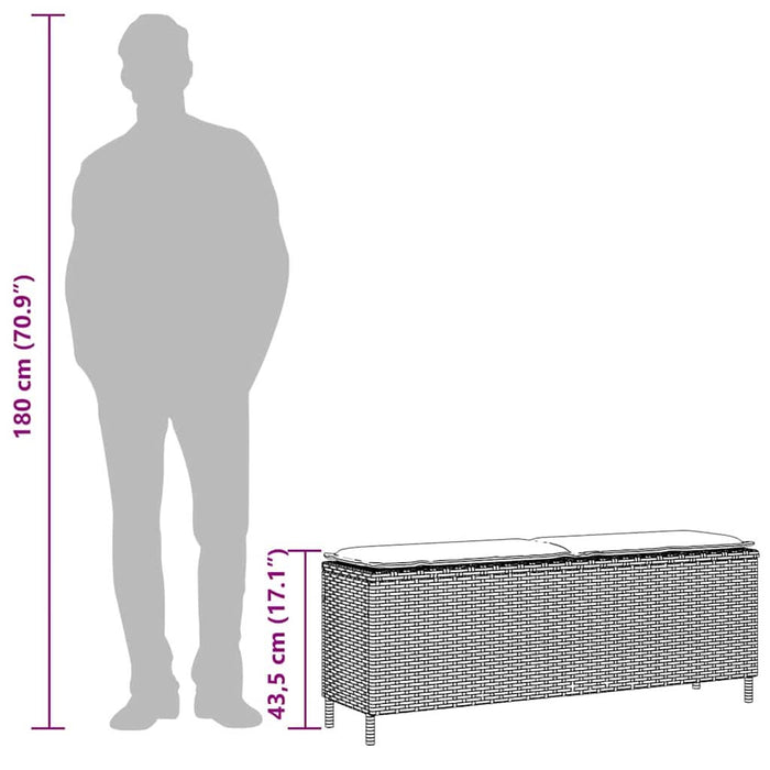 Bancă de grădină cu pernă Bej 110x30x40,5 cm Poly Ratan - WALTI WALTI