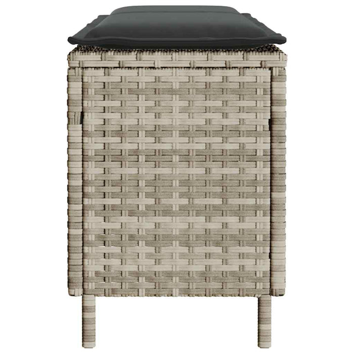 Bancă de grădină cu pernă gri deschis 110x30x40,5 cm Poly Ratan - WALTI WALTI