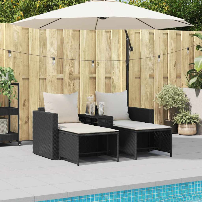 Set canapea de grădină 5 piese cu perne stivuibile din negru - WALTI WALTI